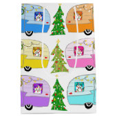 Charmanter Weihnachtscamper Vintager Anhänger RV X Mittlere Geschenktüte (Rückseite)