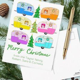 Charmanter Weihnachtscamper Vintager Anhänger RV X Postkarte