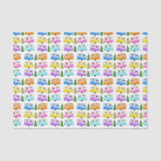 Charmanter Weihnachtscamper Vintager Anhänger RV X Seidenpapier (Vorderseite)