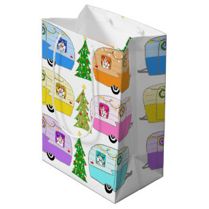 Charmanter Weihnachtscamper Vintager Trailer RV Xm Mittlere Geschenktüte