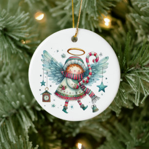 Charmanter Weihnachtsgel Moderner Stil der Folklor Keramik Ornament