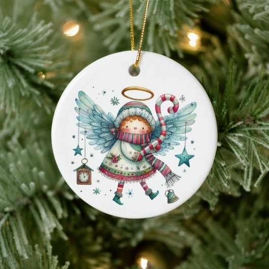 Charmanter Weihnachtsgel Moderner Stil der Folklor Keramik Ornament (Baum)