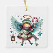 Charmanter Weihnachtsgel Moderner Stil der Folklor Keramikornament (Vorderseite)