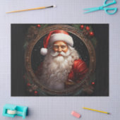 Charmanter Weihnachtsmann im antiken Rahmen Dekoup Seidenpapier (Basteln)