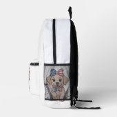 charmanter Welpe mit festlicher amerikanischer Fla Bedruckter Rucksack (Rechts)