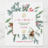 Charmanter Winterurlaub Pine Cones Berries Xmas Weinetikett (Einzelnes Label)