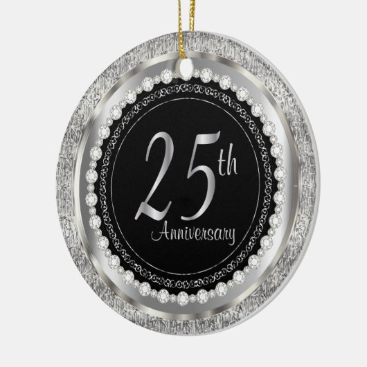 Charmantes 25-jähriges Silberhochzeitjubiläum Keramik Ornament (Links)