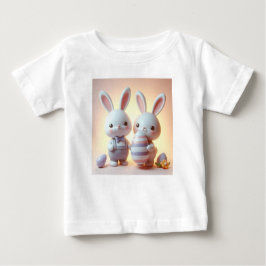 Charmantes 3D Osterhase mit festlichem Ei Baby T-shirt