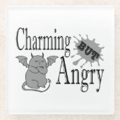 Charmantes, aber wütend kleines böses Zitat lustig Glasuntersetzer (Vorderseite)