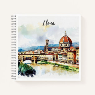 Charmantes Aquarellbild Florenz in Italien Notizblock
