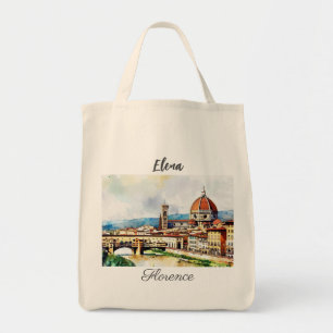 Charmantes Aquarellbild Florenz in Italien Tragetasche