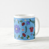 Charmantes Blau und florale Folklorekunst Tasse (VorderseiteRechts)
