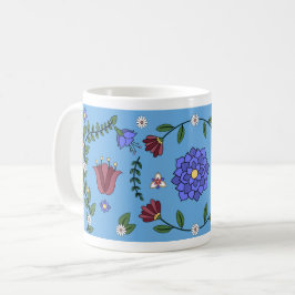 Charmantes Blau und florale Folklorekunst Tasse