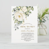 Charmantes Blume Weißes Creme Bridal Tee Party Einladung (Stehend Vorderseite)