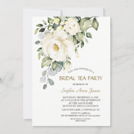 Charmantes Blume Weißes Creme Bridal Tee Party Einladung