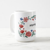 Charmantes Blumenmuster mit "Mutti"-Text Kaffeetasse (Vorderseite Links)