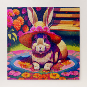 Charmantes Bunny in einem floralen Wunderland Puzzle
