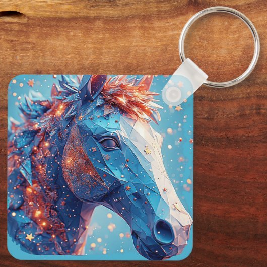 Charmantes Cartoon Pferdeschild Schlüsselanhänger (Rückseite)