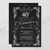 Charmantes Chalkboard 40. Geburtstag Party Einladung (Vorne/Hinten)