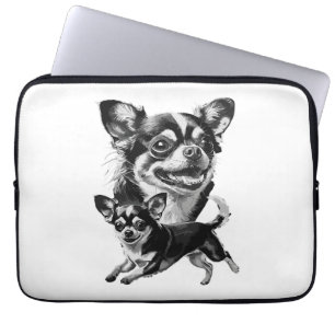 Charmantes Chihuahua-Duo Schwarz-Weißes Haustier Laptopschutzhülle
