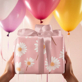 Charmantes Daisy Kids Room Muster | Weichrosa Geschenkpapier