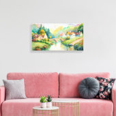 Charmantes Dorf am Fluss Leinwanddruck (Insitu (Wohnzimmer))