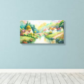 Charmantes Dorf am Fluss Leinwanddruck (Insitu (Holzboden))