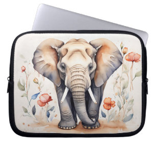 Charmantes Elefant & Bloms Aquarellmalerei Laptopschutzhülle