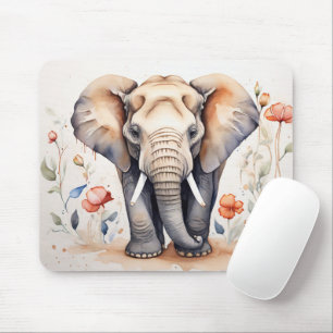 Charmantes Elefant & Bloms Aquarellmalerei Mousepad