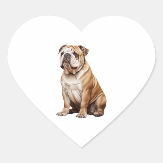 Charmantes englisches Bulldog Portrait - Adorable Herz-Aufkleber (Vorderseite)