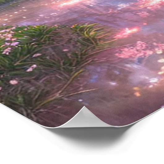 Charmantes Feld der Kirschblüten Poster (Ecke)