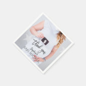 Charmantes Foto Baby Duschhandschrift Danke Serviette (Ecke)