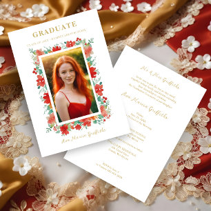 Charmantes Graceful Abschluss Rotes Foto Einladung