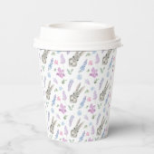 Charmantes Grau Neugierige Bunnies Pink & Lilac Bl Pappbecher (Rückseite)