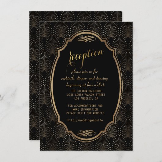 Charmantes Great Gatsby Art Deco Hochzeitsempfang Einladung (Vorne/Hinten)