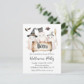 Charmantes Halloween-Party Einladung mit Hexe (Stehend Vorderseite)