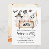 Charmantes Halloween-Party Einladung mit Hexe (Vorne/Hinten)