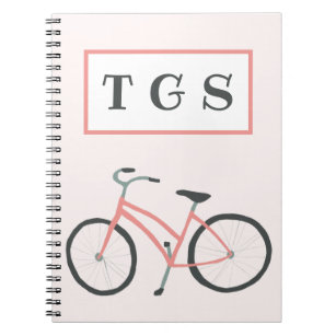 Charmantes hellrosa Fahrrad-Monogramm-Notebook Notizblock