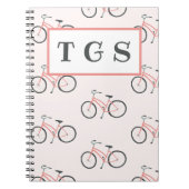 Charmantes, hellrosa Fahrräder Monogramm Notebook Notizblock (Vorderseite)