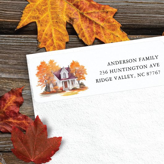 Charmantes Herbsthaus neues Adressetikett
