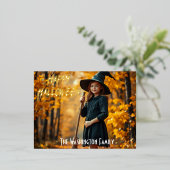 Charmantes HexenmutterHalloween Folie Einladungspostkarte (Stehend vorne)