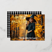 Charmantes HexenmutterHalloween Folie Einladungspostkarte (Vorderseite/Rückseite)