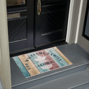 Charmantes Holz und Ananas Aloha Familienname Fußmatte