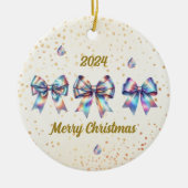 Charmantes Jahr für glühende Bows Keramik Ornament (Vorne)