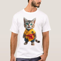 Charmantes Kätzchen im gelben Kimono T-Shirt