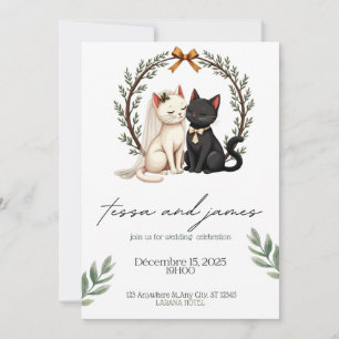 Charmantes Katzenpaar Hochzeitseinladung Einladung