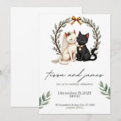 Charmantes Katzenpaar Hochzeitseinladung Einladung (Vorne/Hinten)