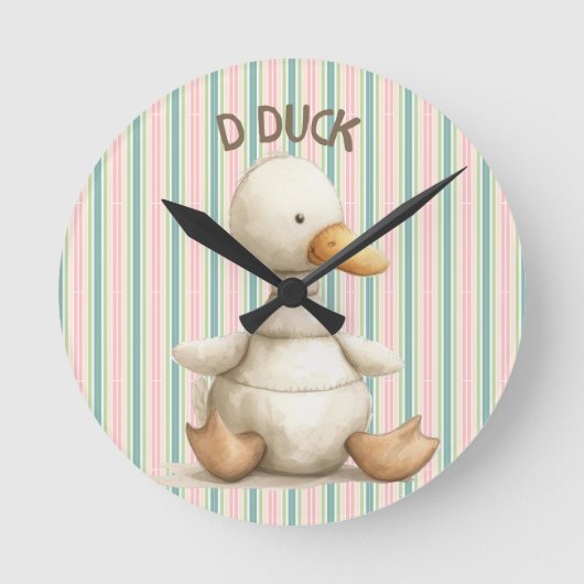 Charmantes Kinderzimmer-Design mit Duck & D Duck A Runde Wanduhr (Vorderseite)