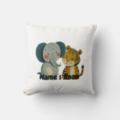 Charmantes Kinderzimmer mit Elefanten und Tiger Pa Kissen (Vorderseite)