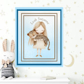 Charmantes kleines Mädchen mit Baby Leopard Wall A Poster